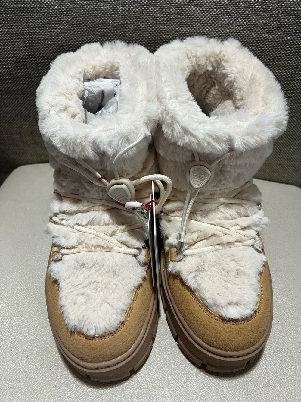 Pajar Canada Cyra Faux-Fur Lined Winter Boots in Tan and Cream Women’s